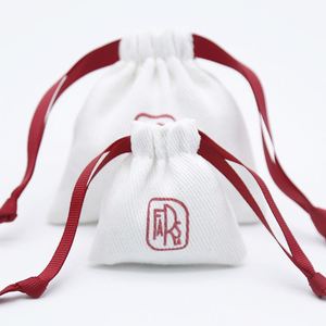 High Quality 100% Cotton Twill Jewelry Gift Bag Small Gift <b>Drawstring</b> Bag White Soft Cotton <b>Pouch</b> Packaging - Product Image 1