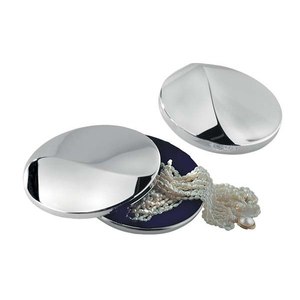 Scatola Regalo per Gioielli DESIRE, Elegante Forma Rettangolare in Metallo, Carta Scamosciata, Vetro e Ottone - Diametro 120mm - Product Image 1