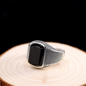 Anillos de piedras preciosas de ágata antigua para hombres, joyería turca, piedra Natural, Plata de Ley 925 negra - Product Image 6