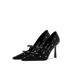 Escarpins très populaires Escarpins noirs et marron personnalisés avec strass bling Pointes à talons hauts Escarpins pour femmes élégantes françaises - Product Image 2