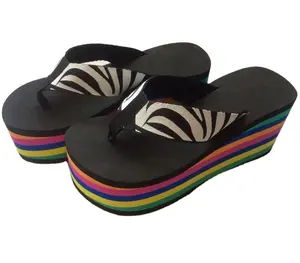 womens rainbow high heel eva flip flops, lady latest rainbow high heel flip flops