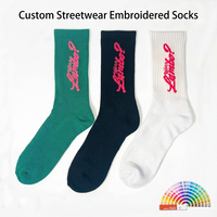 Chaussettes personnalisées streetwear brodées, motif graffiti, en coton côtelé, style hip-hop, tendance urbaine, pour hommes et femmes