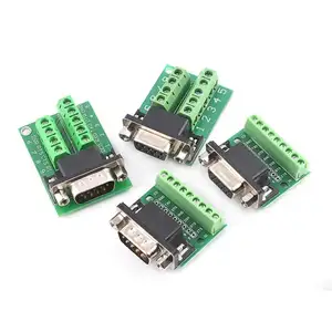 Conectores sem solda DB9 RS232 D-Sub 9 pinos, cabo adaptador fêmea para terminal macho, placa de fuga