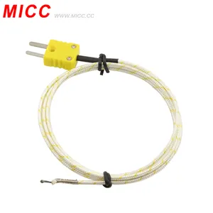 Micc Glasvezel Kabel K Type Exposed Tip Thermokoppel Met Mini Plug