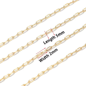 변색 방지 골드 도금 스테인리스 스틸 0.5 와이어 5*2mm 납작 얇은 케이블 체인 링크 크로스 클립 체인 DIY 쥬얼리 부자재 - Product Image 4