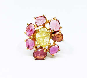 Plata de Ley 925 chapado en oro con diamantes hecho a mano multiturmalina eternidad anillos Vermeil boda clásica todos los días y fiesta - Product Image 6