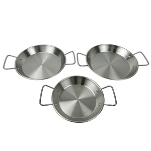 Sartén Redonda Plana Minimalista Personalizable Directo de Fábrica, Sartén de Acero Inoxidable para Mariscos y Fideos con Asas - Product Image 5