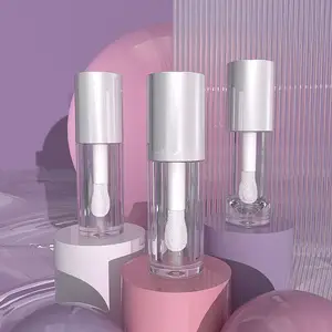 custom Large Capacity 5.5ml Lip Gloss Containers Tubes Popular Pink White Plastic Tubes Large Brush Head Popular Lipgloss Tubes