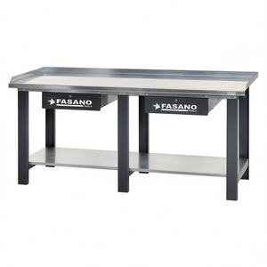 Banco de trabajo Fasano Tools de 72 pulgadas con superficie de acero, cajones y estante para uso en taller - Product Image 2