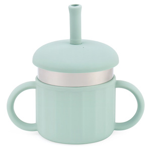 Vaso de Entrenamiento para Bebés con Pajita, de Silicona de Grado Alimenticio, Doble Pared, Acero Inoxidable 304, para Niños - Product Image 6