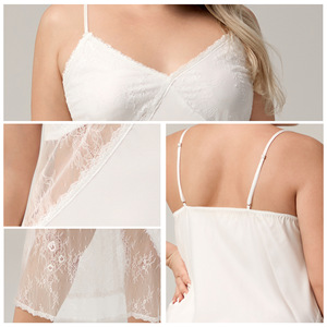 Pigiama Estivo <span class=keywords><strong>da</strong></span> Donna <span class=keywords><strong>Taglie</strong></span> <span class=keywords><strong>Forti</strong></span>, Camicia <span class=keywords><strong>da</strong></span> <span class=keywords><strong>Notte</strong></span> Lunga Sexy Senza Maniche con Bretelle e Inserti in Seta e Pizzo - Product Image 3