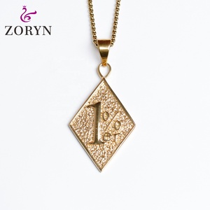 Collares con Colgante de Diamante Chapado en Oro 1%er, Estilo Motero, Punk, Hip Hop, Vintage, de Acero Inoxidable, Joyería de Moda para Hombres y Mujeres - Product Image 1