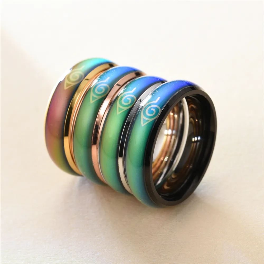 INS Hot Selling Temperature Change Color Mood Rings Stainless Steel Anime Rings Bulk Jewelry Accessories