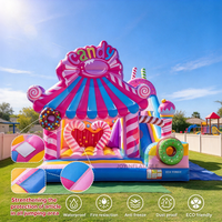 Château gonflable combiné Donut Sweet Candy Land avec toboggan pour location commerciale en extérieur lors de festivals