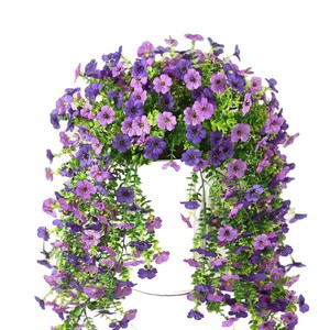 Guirlandes de fleurs artificielles violettes 45 mailles pour décoration suspendue de jardin, moulage par injection plastique X4 - Product Image 5