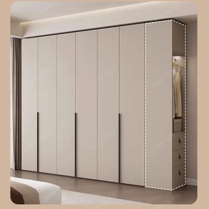 Armario Moderno Minimalista de Tendencia, Muebles de Vestidor Estilo Japandi, Hecho a Medida, Color Blanco Roto, Sistema de Almacenamiento Oculto - Product Image 3