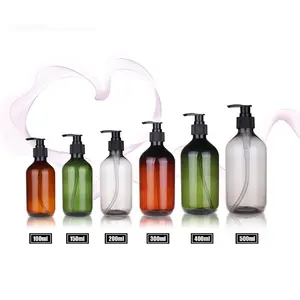 rambut hitam conditioner Suppliers-Botol Sampo Amber Botol Pompa Lotion Plastik PET 100Ml 150Ml 200Ml 300Ml 400Ml 500Ml Grosir