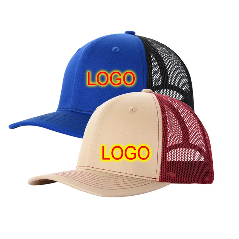 Gorra de béisbol personalizada, malla ligeramente curvada, logotipo transpirable, gorra con visera para conductor de camión imprimible, gorra de béisbol de cabeza grande