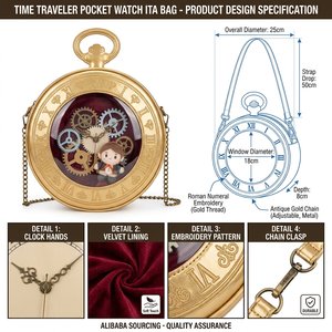 Sac à bandoulière ITA personnalisé à fenêtre transparente, thème Voyageur du Temps Créatif, avec montre de poche sphérique, pour Cosplay, Anime et Mode - Product Image 1