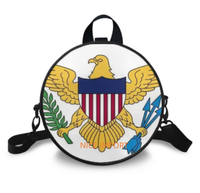 Tas Bahu Yap Flag untuk Wanita Tas Tangan Bulat PU dengan Ritsleting untuk Penggunaan Sehari-hari Dompet Ponsel Tas Selempang Wanita Trendi