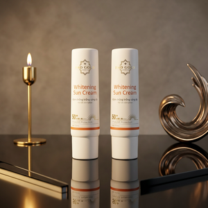 New Custom GOLD Whitening Sun Cream 50ml PP Plastic Cosmetic <b>Flat</b> Tube With <b>Screw</b> Cap Screen Printing For Cosmetic Use - Product Image 6