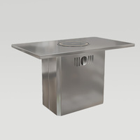 Ensemble table et chaises modernes en acier inoxydable, sièges muraux durables pour restaurants, cafés, salons de thé, usage en centre commercial, repas décontractés