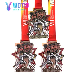 Custom Design Karate Taekwondo Martial Arts Medals Gold Metal 3D Engraved Spin Rotated Sports Zinc Alloy Medals