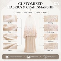 Abaya musulmane personnalisée pour femmes, ensemble deux pièces, jupe florale à pois dégradée, maxi en soie, OEM ODM, marque privée, vêtements islamiques modestes