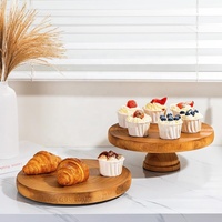 Großhandel Holz drehbare Hochzeits torte Display Stand rotierende Geburtstags feier Kuchen dekorieren Plattenspieler
