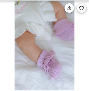 Chaussons en tricot pour bébé fille Chaussons chauds d'hiver doux pour nouveau-né Baptême en tricot Barboteuse avec nœud Chaussons pour bébé 0-3M - Product Image 4