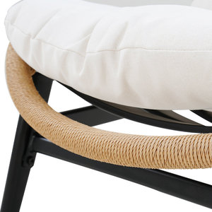 ชุดเก้าอี้กลางแจ้งขนาดใหญ่2ชิ้นเก้าอี้ลานหวายพร้อมเบาะสีเบจชุดเฟอร์นิเจอร์กลางแจ้งสำหรับระเบียงระเบียงดาดฟ้าสวน - Product Image 4