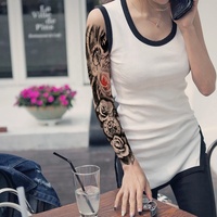 Stiker Tato Black Forest untuk Pria Wanita Anak-anak Tato Temporer Harimau Serigala Tengkorak Henna Palsu Tato Hewan Raja Tengkorak
