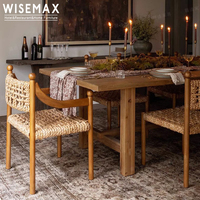 WISEMAX FURNITURE Chaise de salle à manger vintage à usage domestique Chaise de salle à manger en bois de frêne Corde d'herbe Chaise d'accoudoir de salle à manger classique pour hôtel restaurant