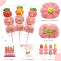 Sucettes en guimauve à marque privée avec motifs de fruits, de fleurs, de cœurs et de cordes torsadées, personnalisables et librement combinables