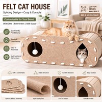 Lit et maison pour chat en feutre et velours côtelé, grand, moderne et durable, petite grotte noire pour chat d'intérieur, meuble pour animaux de compagnie, toutes saisons