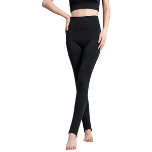 Top Quality tinto in filo invernale tinta unita semplice lungo caldo Leggings ad alta elasticità a vita alta per le donne - Product Image 3