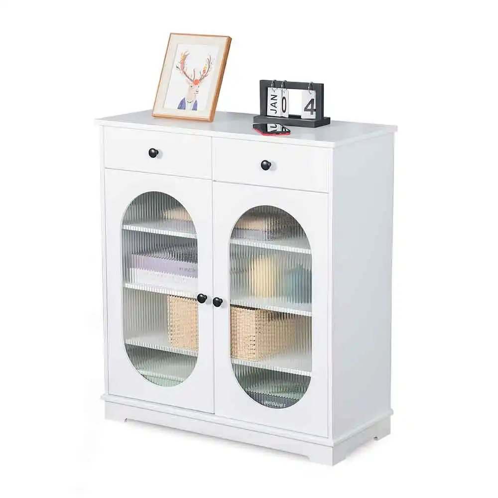 Wholesale Popular Wood Sideboard Storage Cabinet With Drawers Living Room White Furniture Corner Cabinet With Glass Door