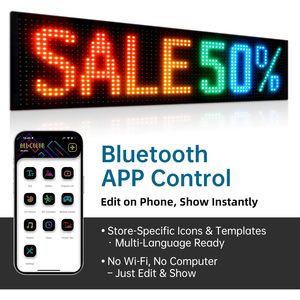 Letrero LED Programable de 24x5 con Control por Aplicación Bluetooth, Adhesivo, Alimentado por USB, Resistente al Agua IP65, para Exhibición en Tiendas Minoristas - Product Image 4