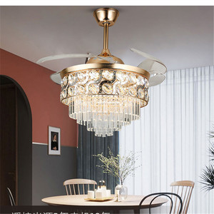 42 "Có Thể Thu Vào Có Thể Đảo Ngược Trần Người Hâm Mộ Với Điều Khiển Từ Xa 3 Thay Đổi LED Ánh Sáng Vô Hình Pha Lê Quạt Trần - Product Image 4