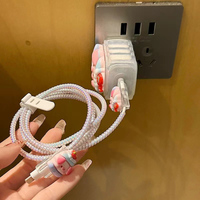 Ensemble de protection de chargeur mignon en 3D en forme de cochon, étui de protection de chargeur de dessin animé avec protège-câble de charge pour adaptateur Apple iPhone 20W CN/US