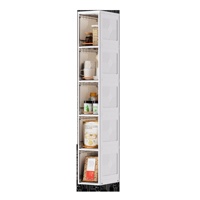 Meuble de rangement pliable au sol, style minimaliste, sans assemblage, pour usage domestique, avec portes transparentes, roulettes et emplacement pour remplir les espaces étroits en plastique