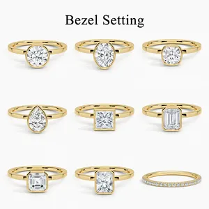 Abiding Factory Hot Sale Customize Engagement Ring Moissanite Various Cut Solid 9K 10K 14K 18K Gold Diamond Ring