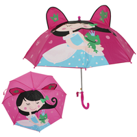 Parapluie droit pour enfants, motif animaux mignons de dessin animé, avec oreilles, protection solaire, LOGO personnalisé, cadre en acier 3D, polyester pongé, 8 baleines en plastique