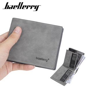 Baellerry Men's Bi-Fold <b>Wallet</b> Gray Multi-Card Slot Horizontal Bill <b>Holder</b> Everyday Use - Product Image 1