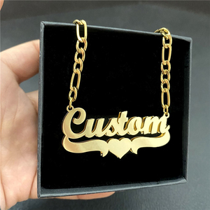 <span class=keywords><strong>Collana</strong></span> <span class=keywords><strong>con</strong></span> Nome Personalizzato a Doppia Placcatura <span class=keywords><strong>con</strong></span> Cuore in Acciaio Inossidabile Dorato, <span class=keywords><strong>Targhetta</strong></span> 3D Personalizzata, Gioielli da Donna - Product Image 3