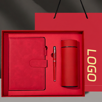Ensemble cadeau d'entreprise : carnet, stylo, tasse isotherme 350 ml en acier inoxydable, boîte cadeau en cuir PU A5