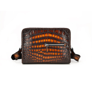 Bolso de Mano para Hombre Zenos de Cuero Genuino con Patrón de Cocodrilo Retro, Duradero, Moderno, para Viajes y Uso Diario, Portátil, Tipo Bandolera - Product Image 2