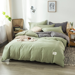 Juego de ropa de <span class=keywords><strong>cama</strong></span> de algodón para primavera y verano, juego de <span class=keywords><strong>colcha</strong></span> de Color sólido, 100% algodón - Product Image 5