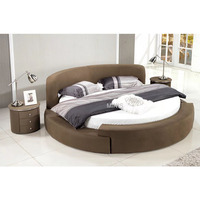Meubles de chambre à coucher modernes pour hôtel/maison, lit rond en cuir blanc avec dossier incurvé, matelas personnalisable