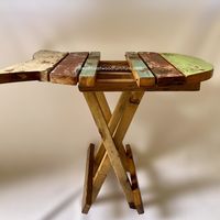 Mesa Plegable de Teca Multicolor Rústica DIVADI para Exteriores, 120x70x78 CM, Ideal para Pesca